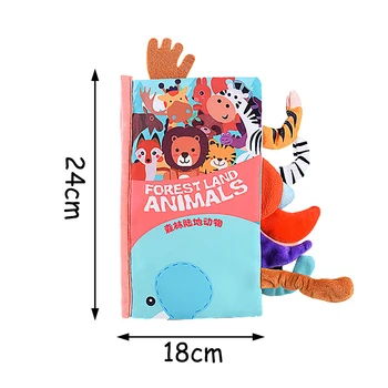 Книга о животных | Прикосновение и ощущение тканевых мягких игрушек-книг | Моющаяся тканевая книга для раннего обучения